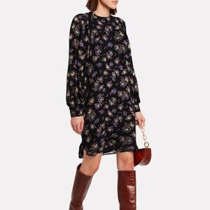 Ganni Black & Purple Floral Georgette Dress 😀